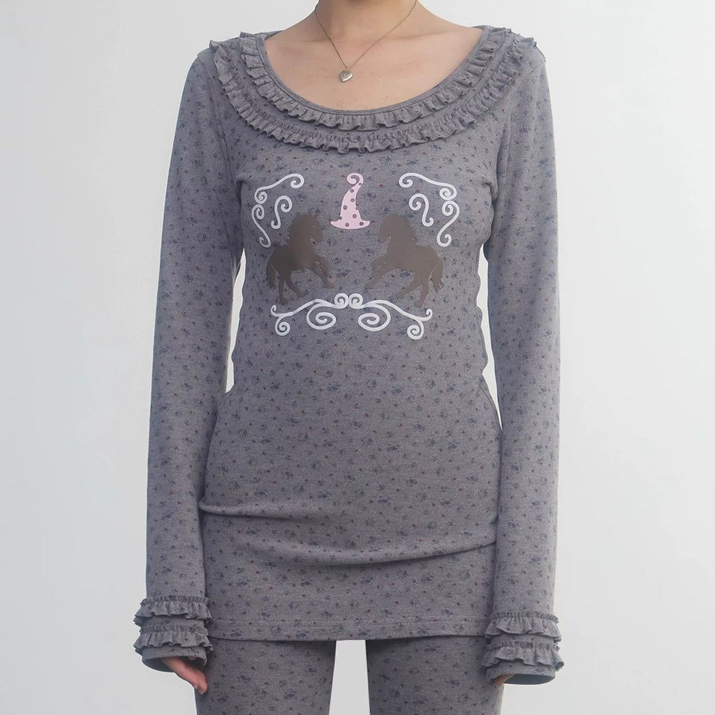 In Two Twos Pony Lace Floral Base Long Sleeve