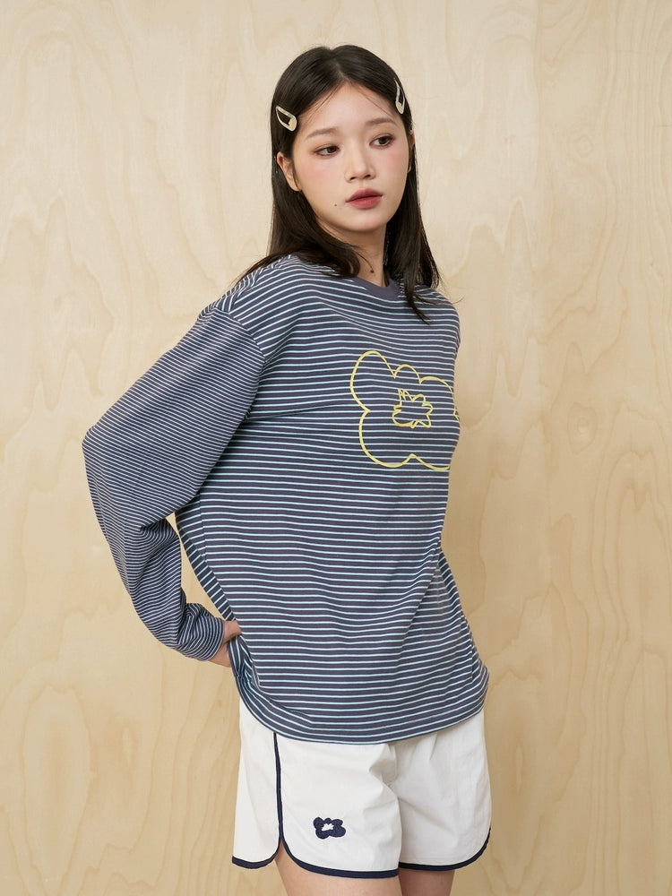 MoodLikeMe Irregular Striped Splicing Long Sleeve