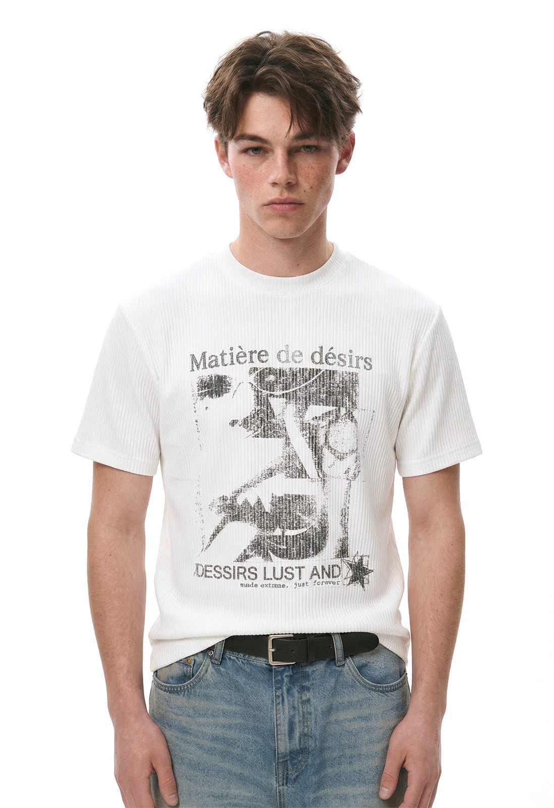 EME Retro Hollow Knit Crew Neck Tee