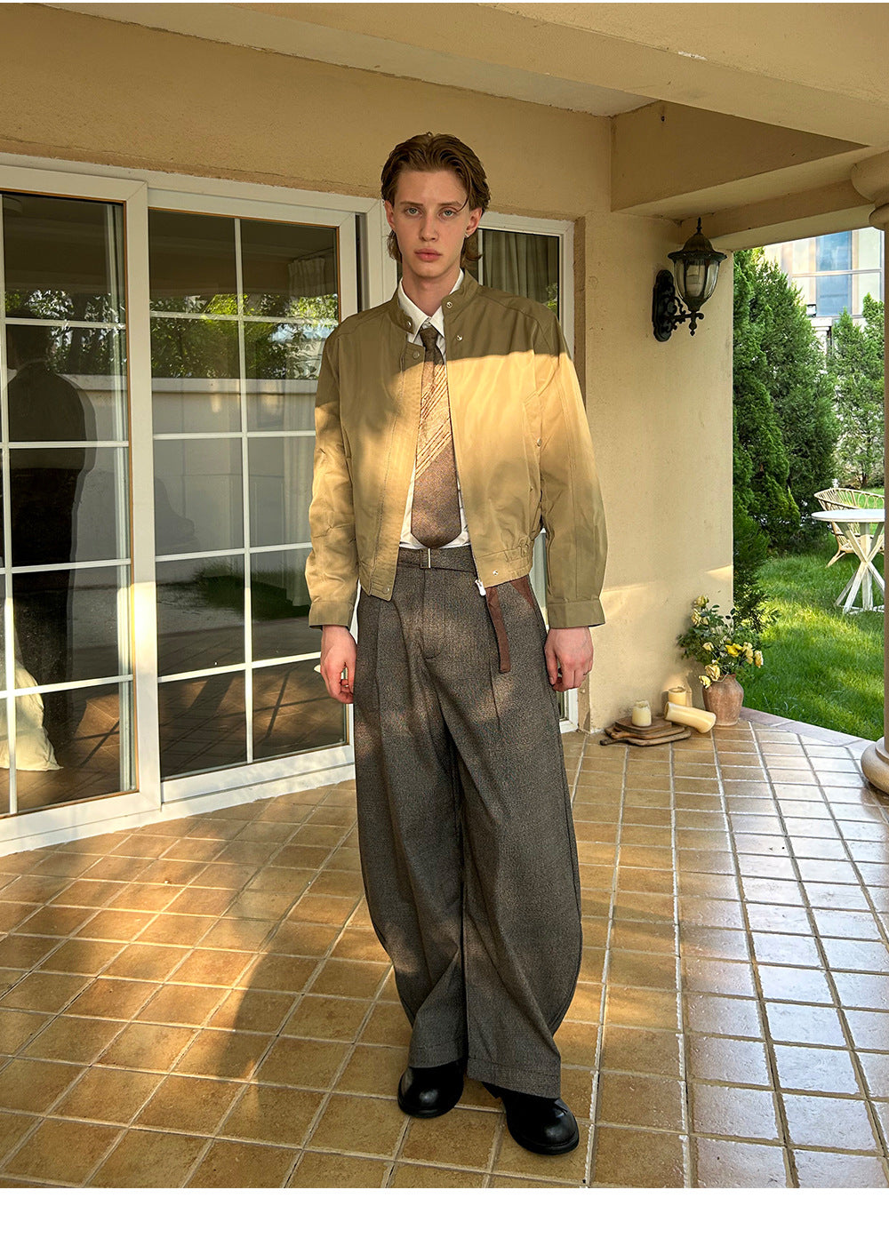 EME Vintage Short Wide Stand-Up Collar Jacket