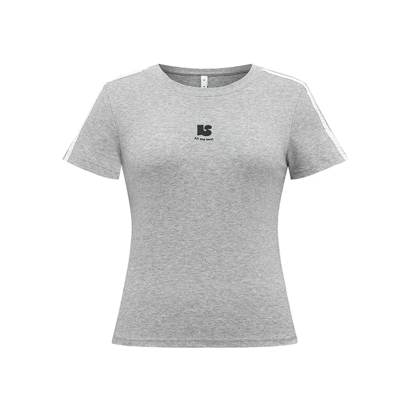 KANO Simple Letter Printing Contrasting Tee