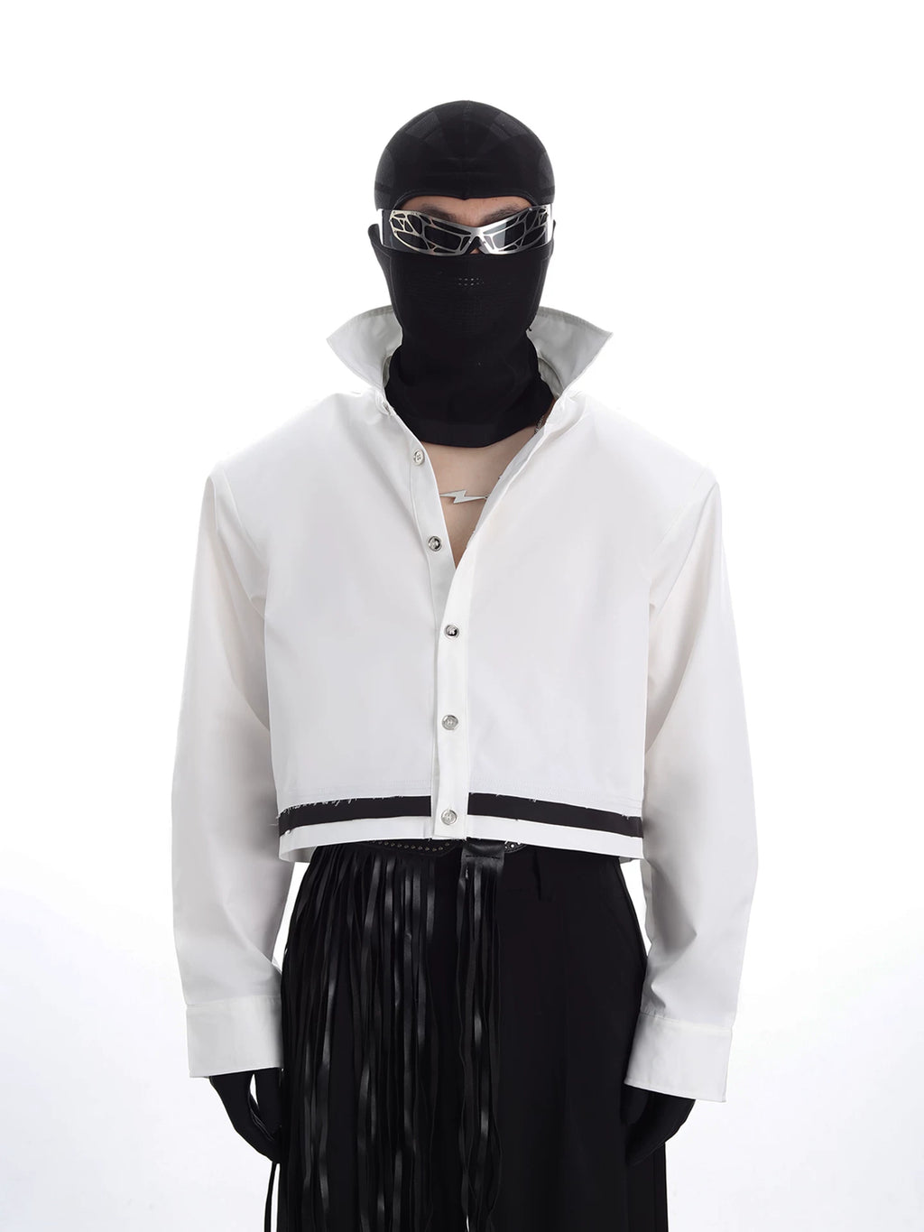 NUndeFineD Loose Short Printed Shoulder Padded Shirt Jacket