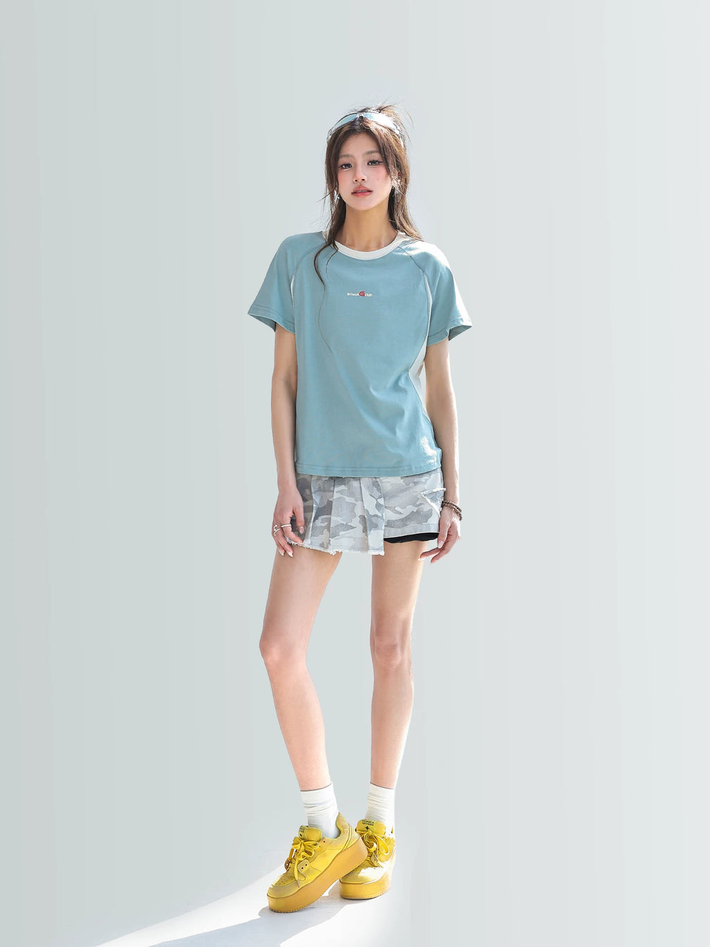 CHANT2nd Contrasting Color Splicing Short Tee