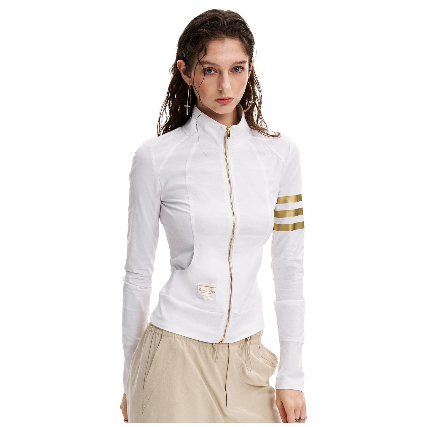 0123Start Striped Zipper Slim Fit Sunscreen Jacket