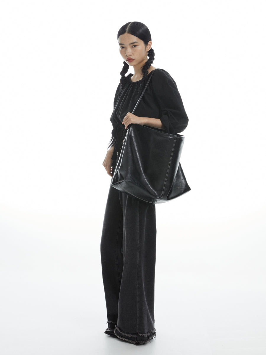 DirtySix Cow Leather Jill big pocket cowhide soft leather tote bag