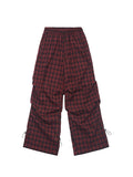 UNF Vintage Plaid Pleated Loose Straight Overalls