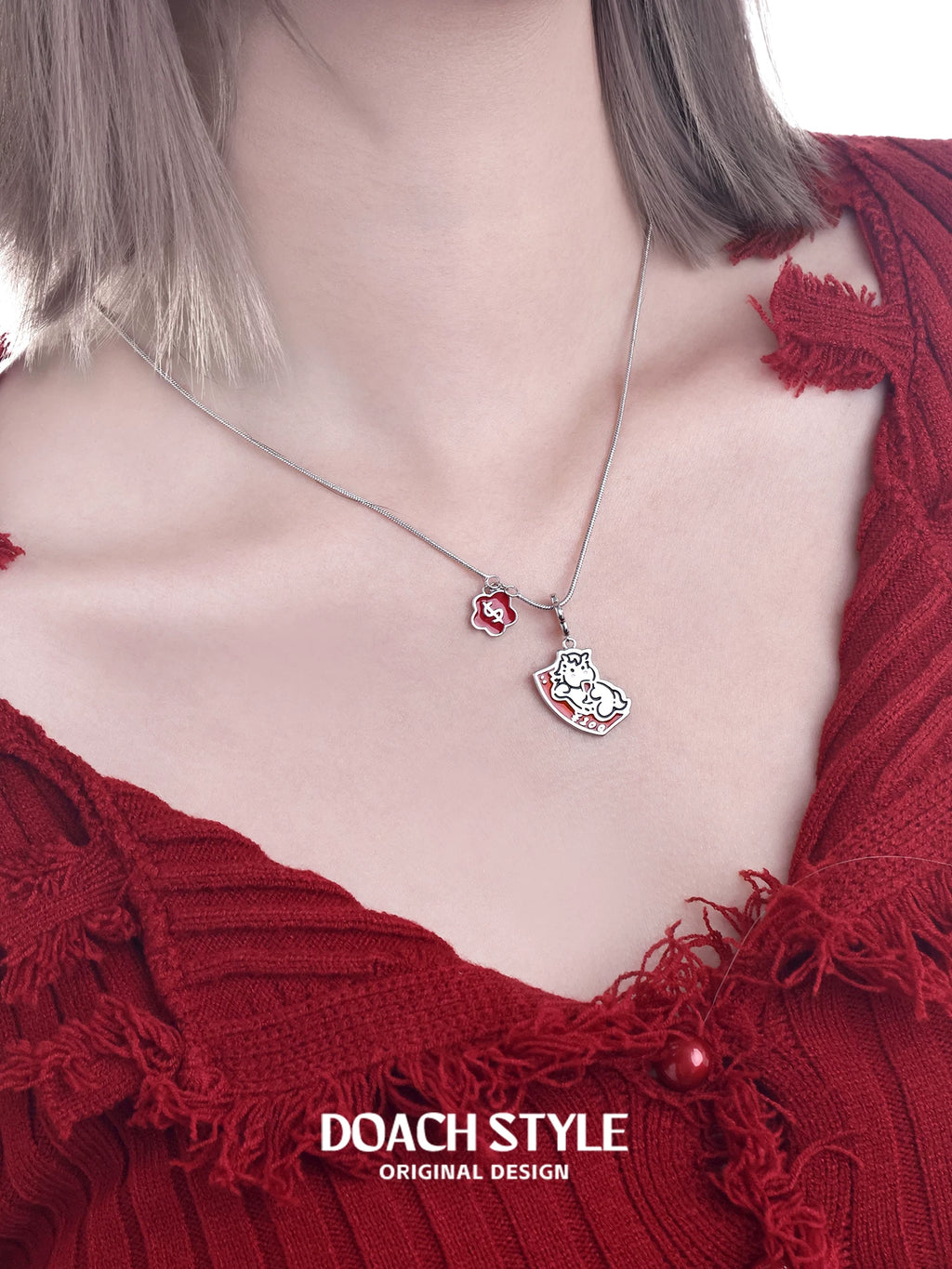 DOACH Pony Sweet Cool Pendant Exchangeable Clavicle Chain Necklace