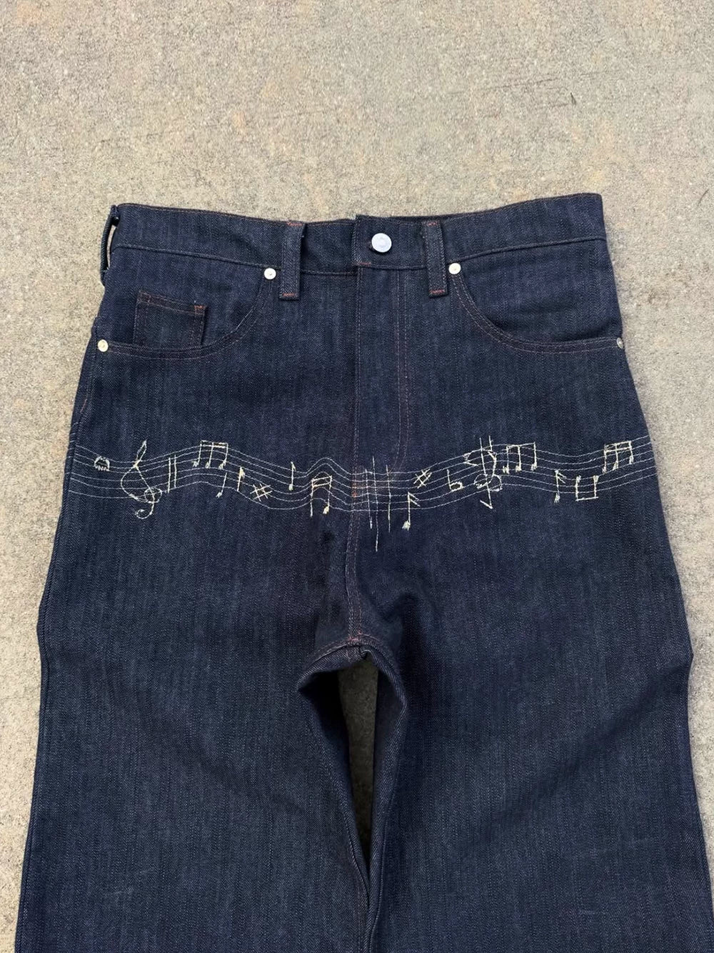 FTS Retro Music Note Embroidered Slacks
