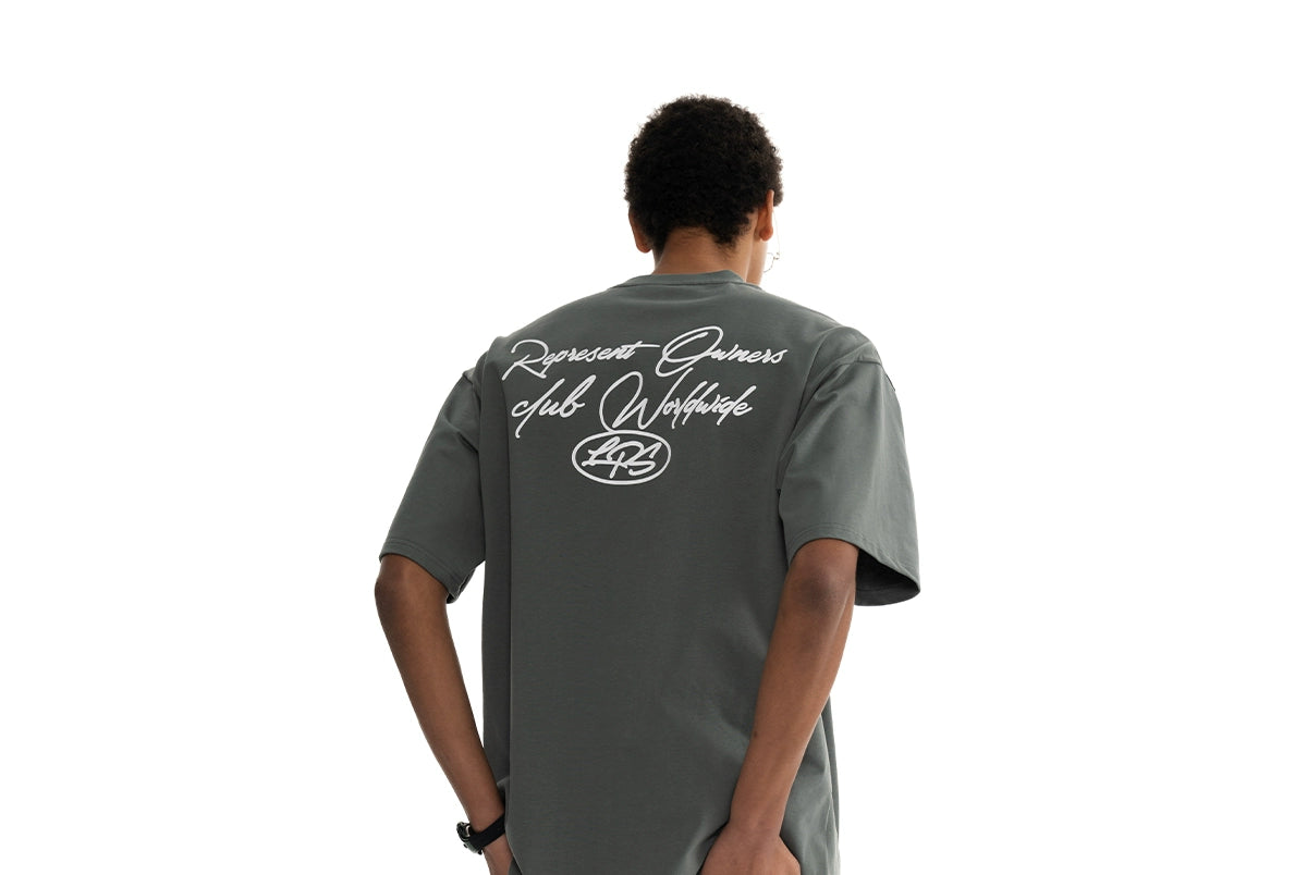 Loopsoon Round Neck Body Front and Rear Printing Loose and Comfortable Tee
