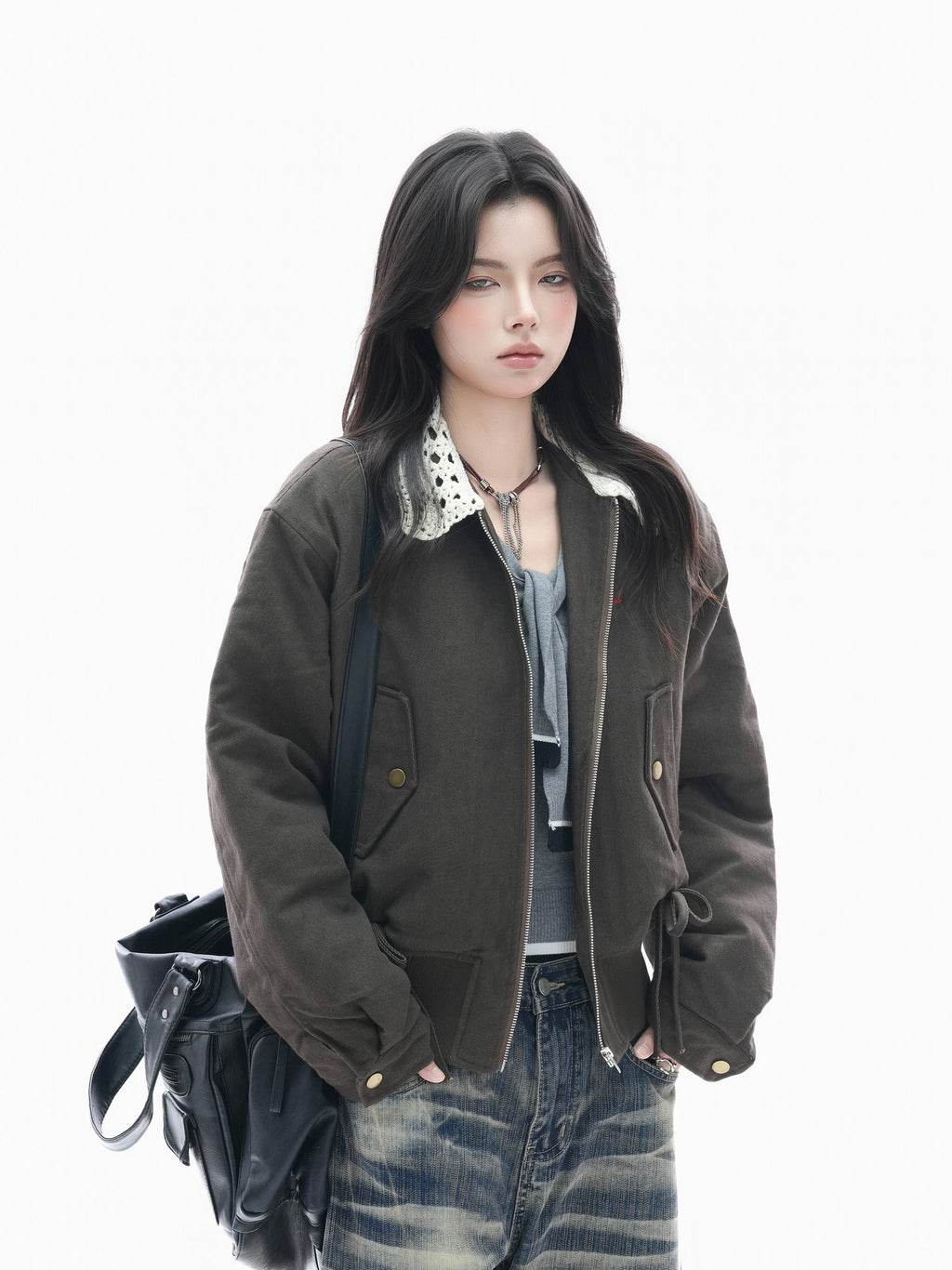 Zuocisankon Vintage Lace Lapel Jacket