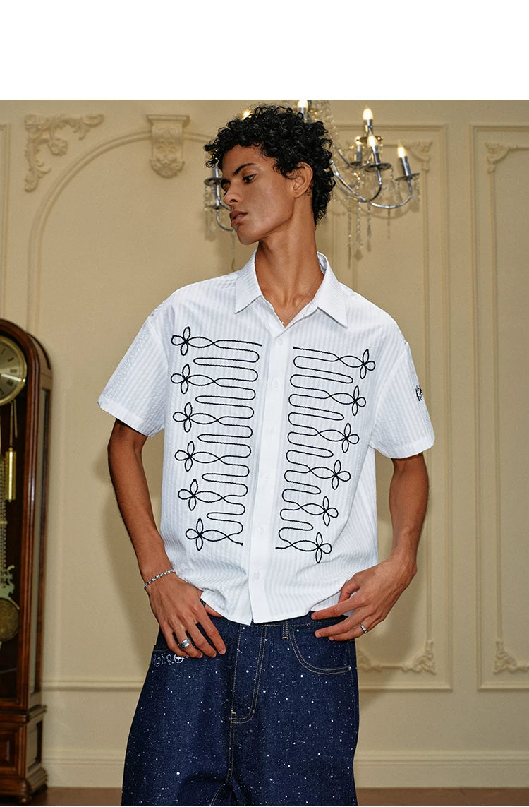 YADcrew Lapel Casual Short Sleeve Shirt