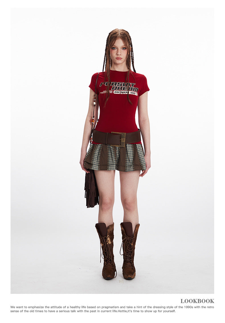 HeyHenry Niche Letter Print Crew Neck Slim Tee