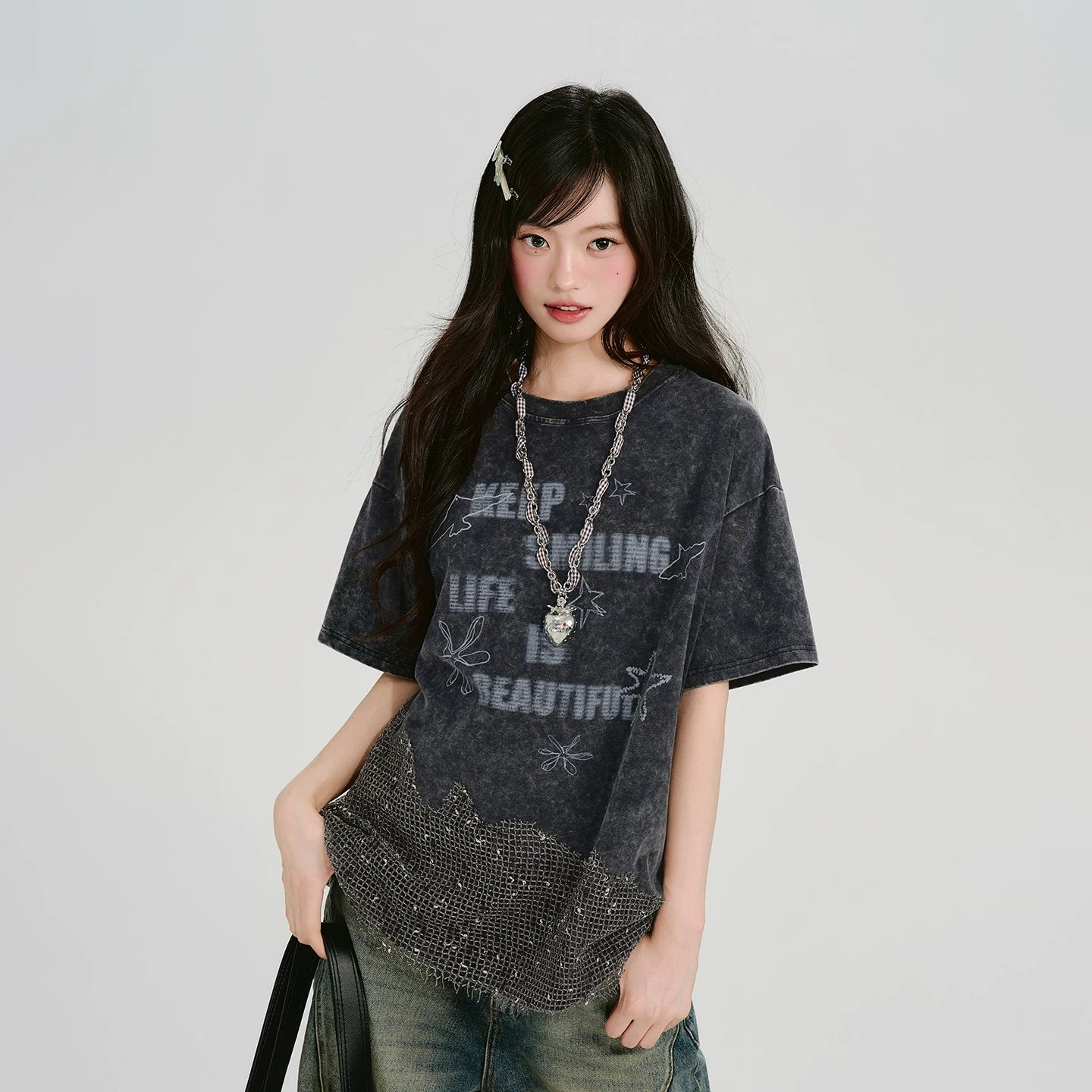 Girlyhalo Vintage Smudge Print Loose Tee