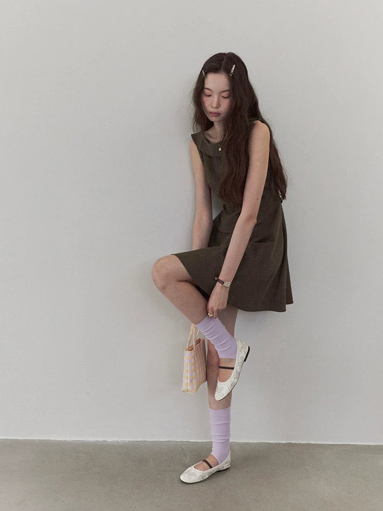 VOOE Ruffle-edged Waist Sleeveless Dress