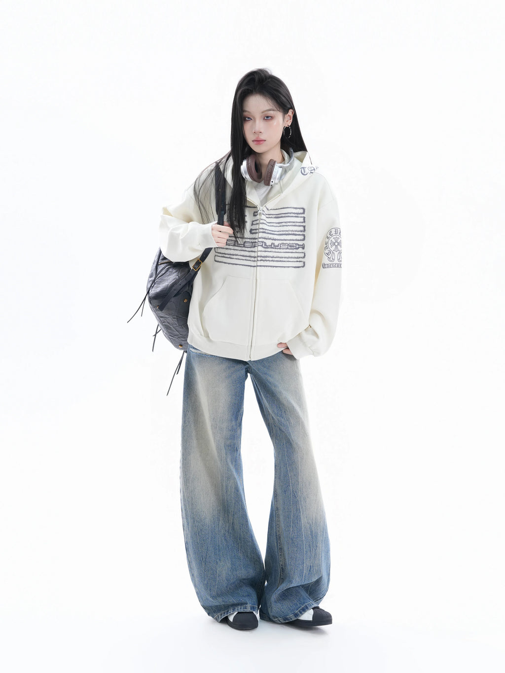 Zuocisankon Oversize Flag Print Jacket