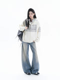 Zuocisankon Oversize Flag Print Jacket