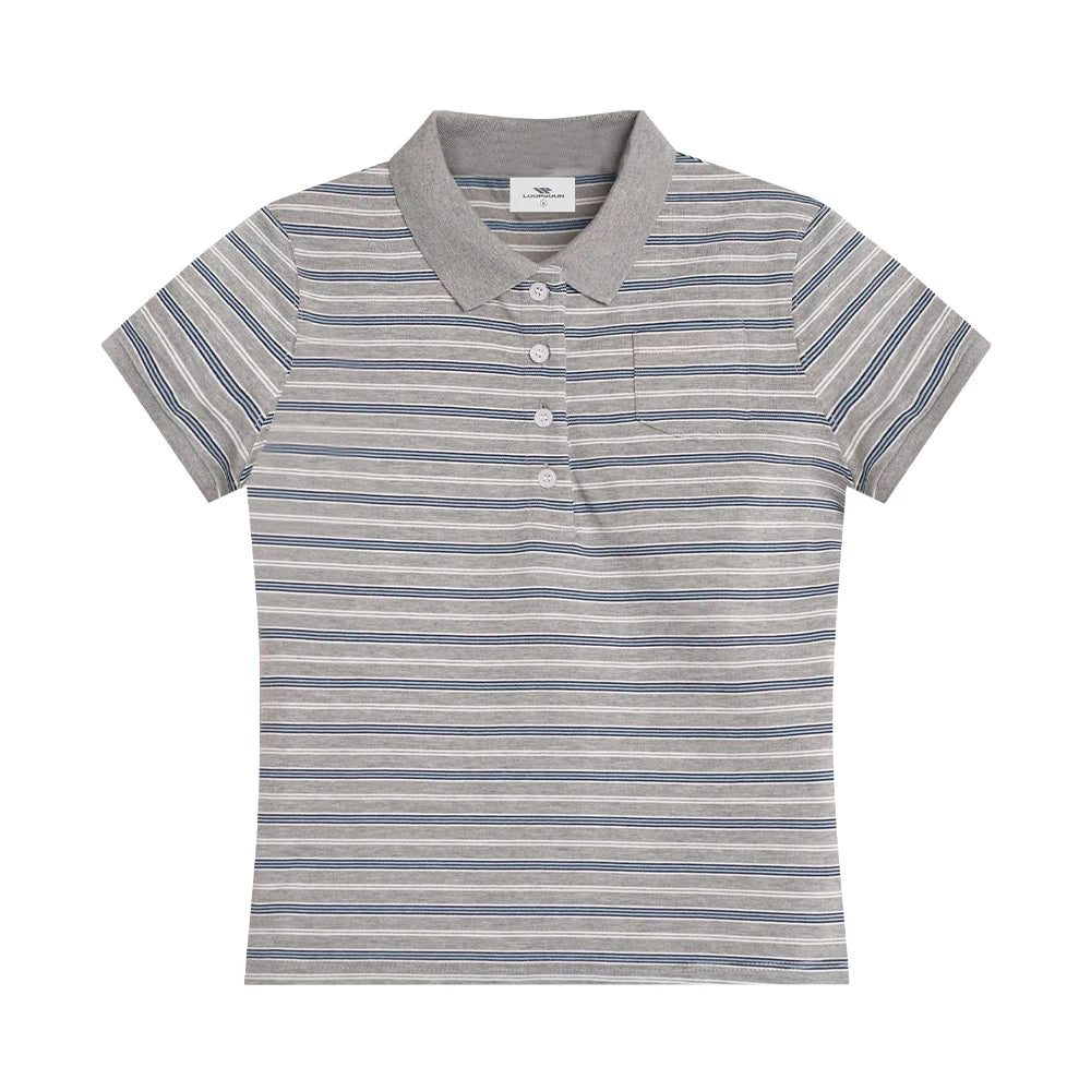 Loopsoon Vintage Striped Pocket Versatile Polo Tee