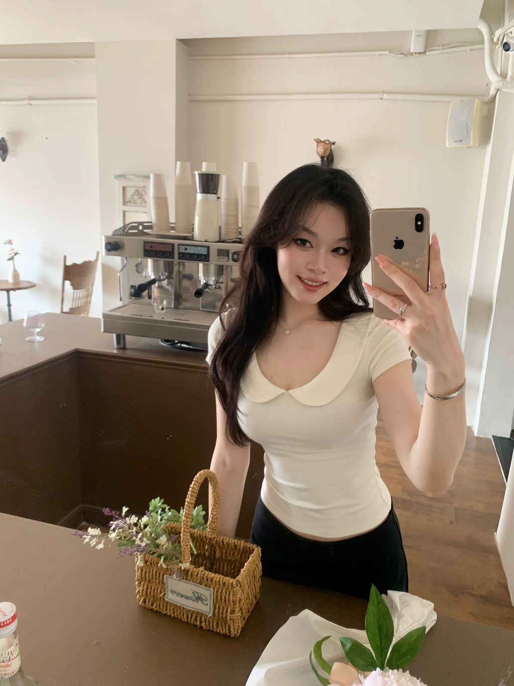 Popchee U-neck Simple Versatile Tee