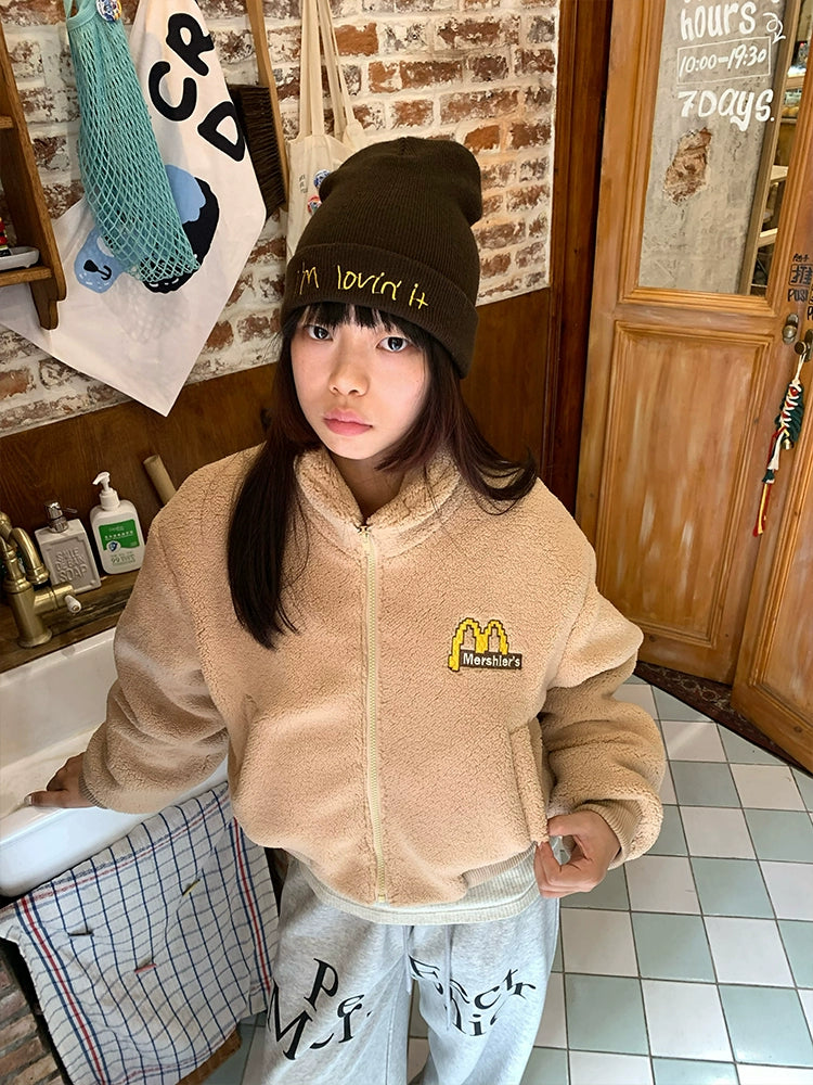 EAHO Retro Letter Print Fleece Sweatpants