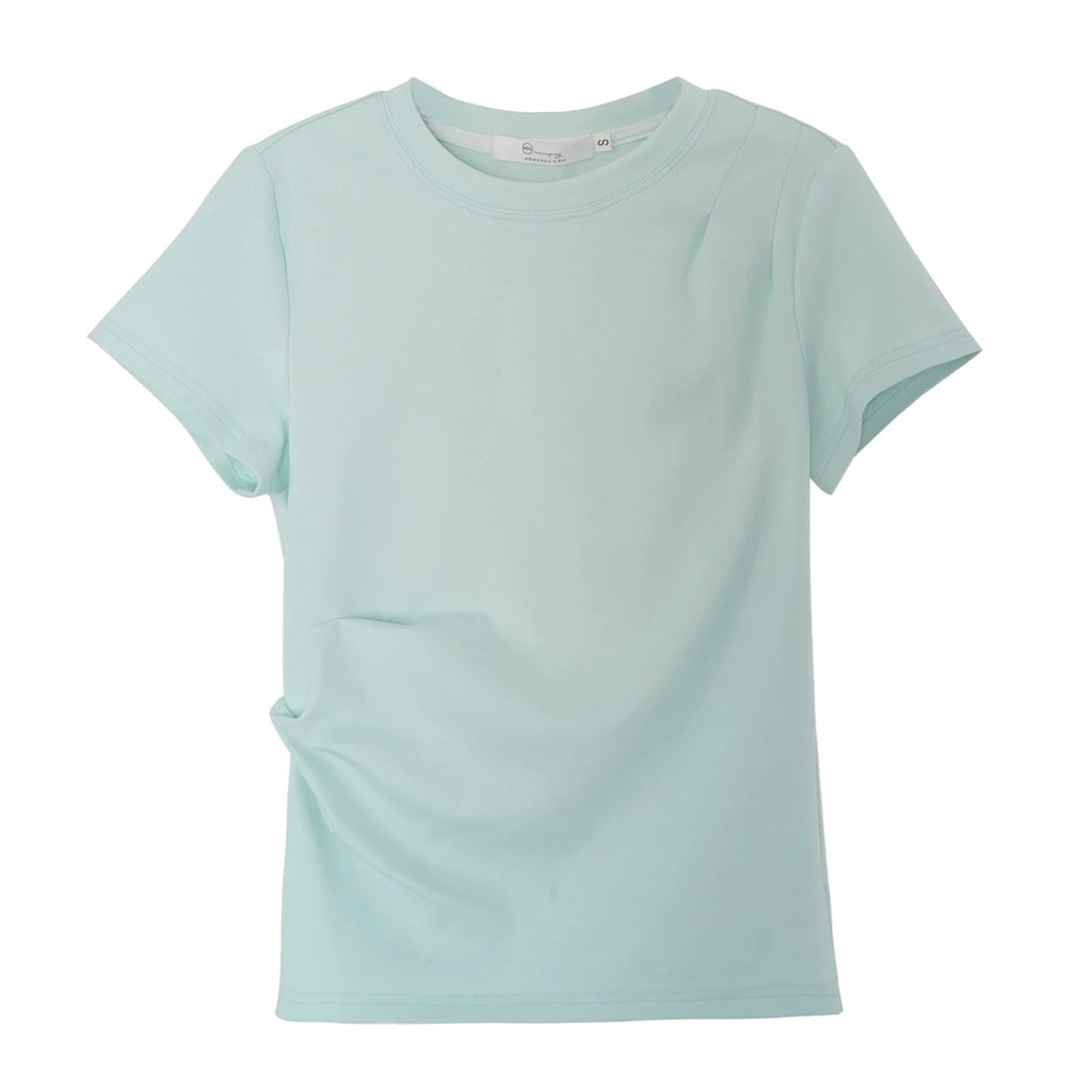 XUJING Crew Neck Shoulder Versatile Skinny Tee