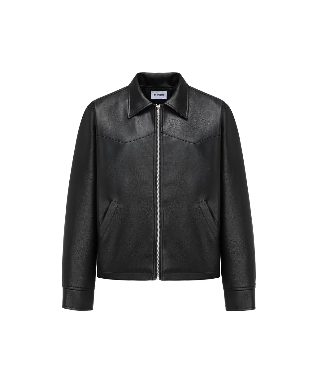 SINONOME faux PU short leather jacket cleanfit