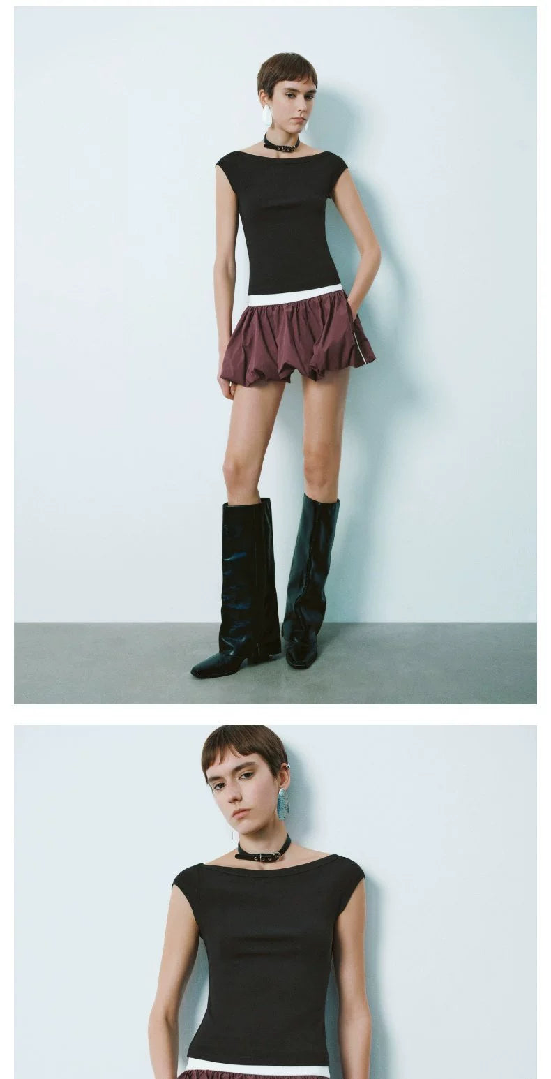 URBAN REVIVO Atmosphere Slim Neck Short Sleeve Tee