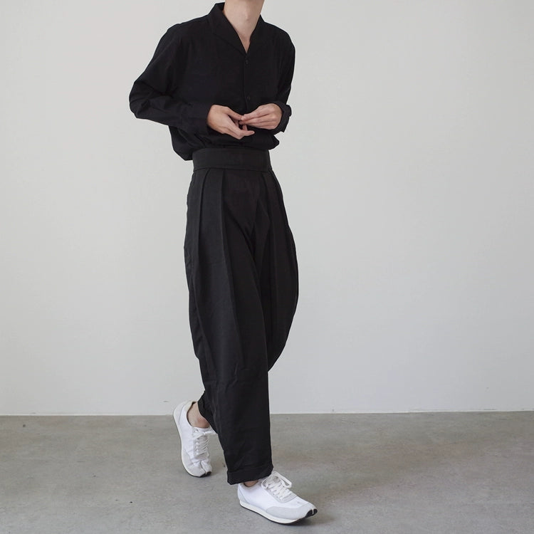 COLN High Waist Pleated Velcro Wide Leg Carrot Pants