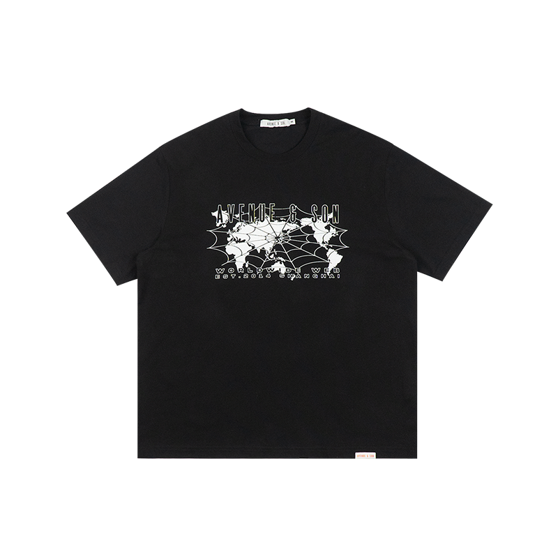 AVENUESON Two-color Internet Map Print LOGO Tee