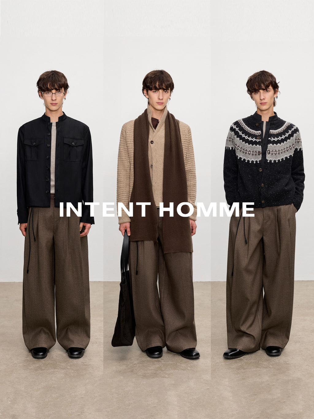 INTENT Dark Pattern Pull Structure Pleated Trousers