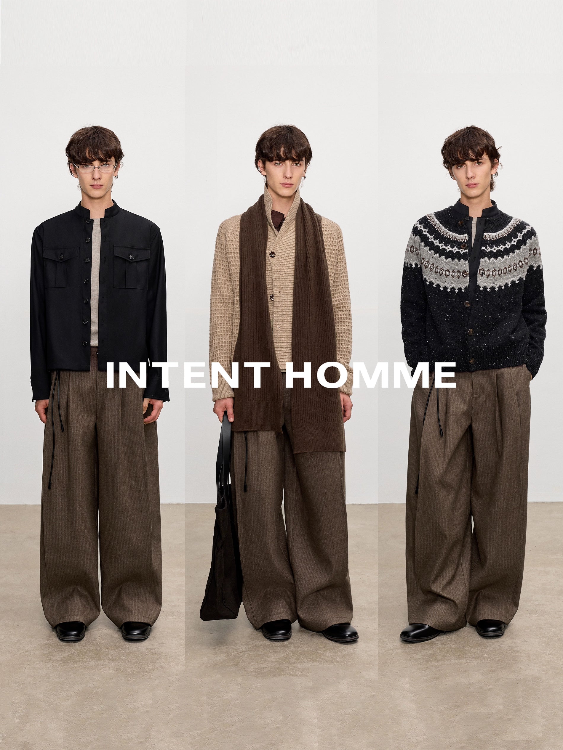 INTENT Dark Pattern Pull Structure Pleated Trousers