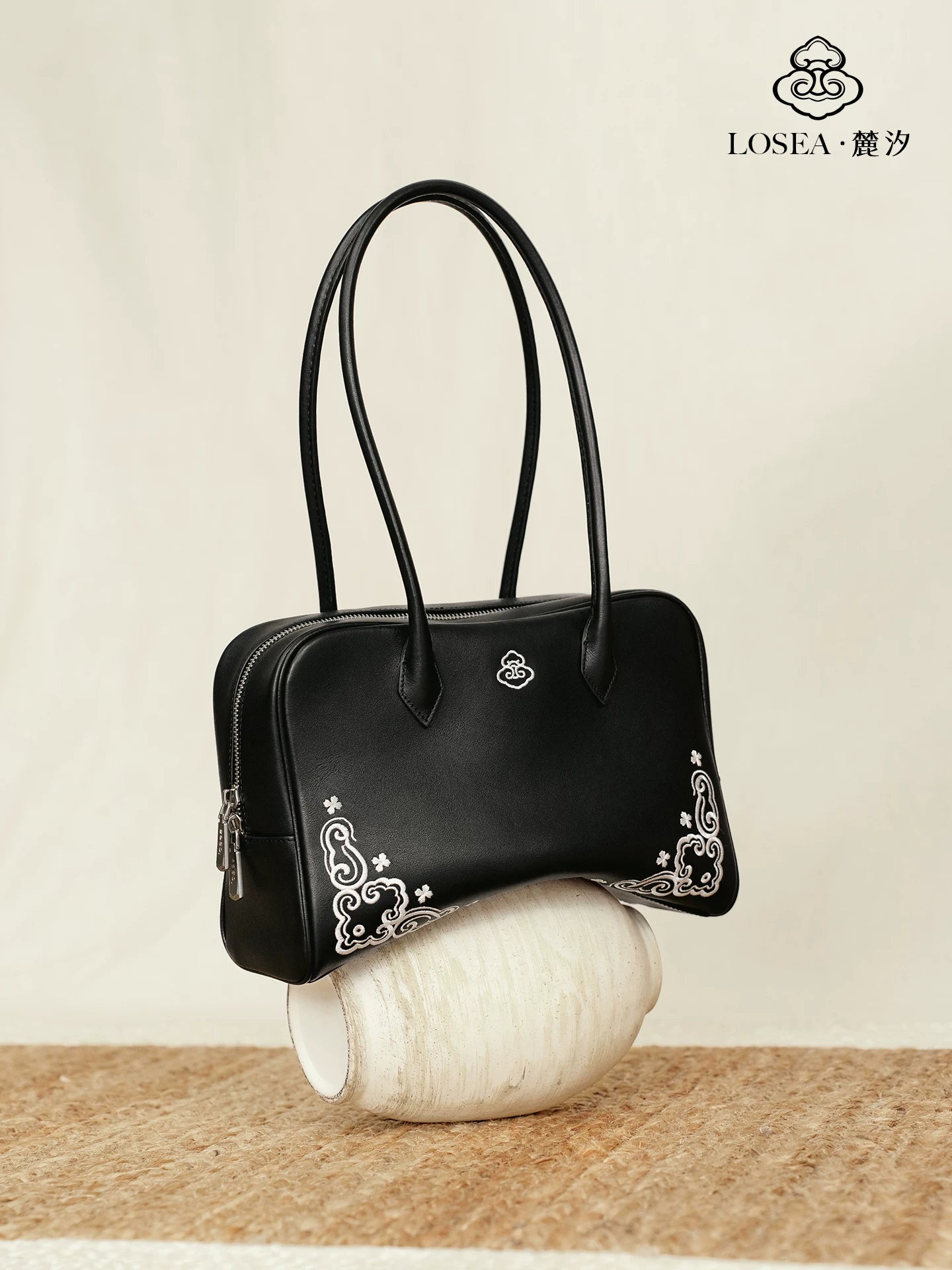 LOSEA First-layer Cowhide Miao Embroidered Shoulder Bag