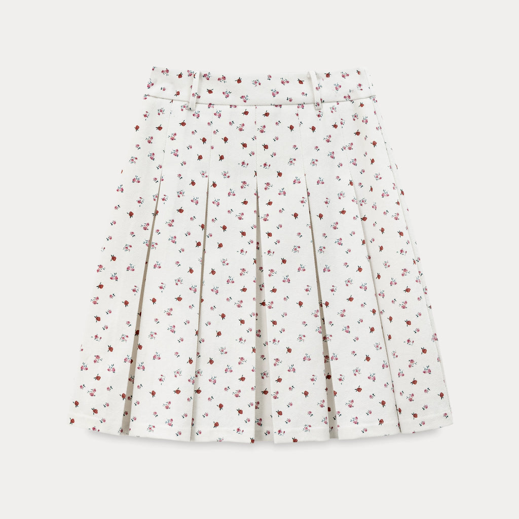 EGGKA High-waisted Retro Floral Pleated Skirt
