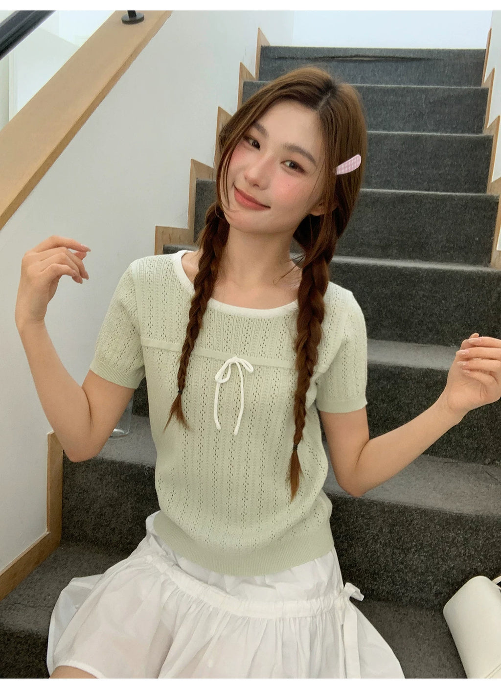 KANO Bow Hollow Knit Tee