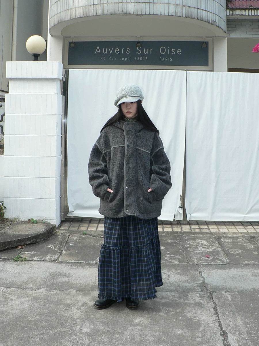 Ang: Project Contrasting Color Plaid Fungus Edge Stitching Skirt