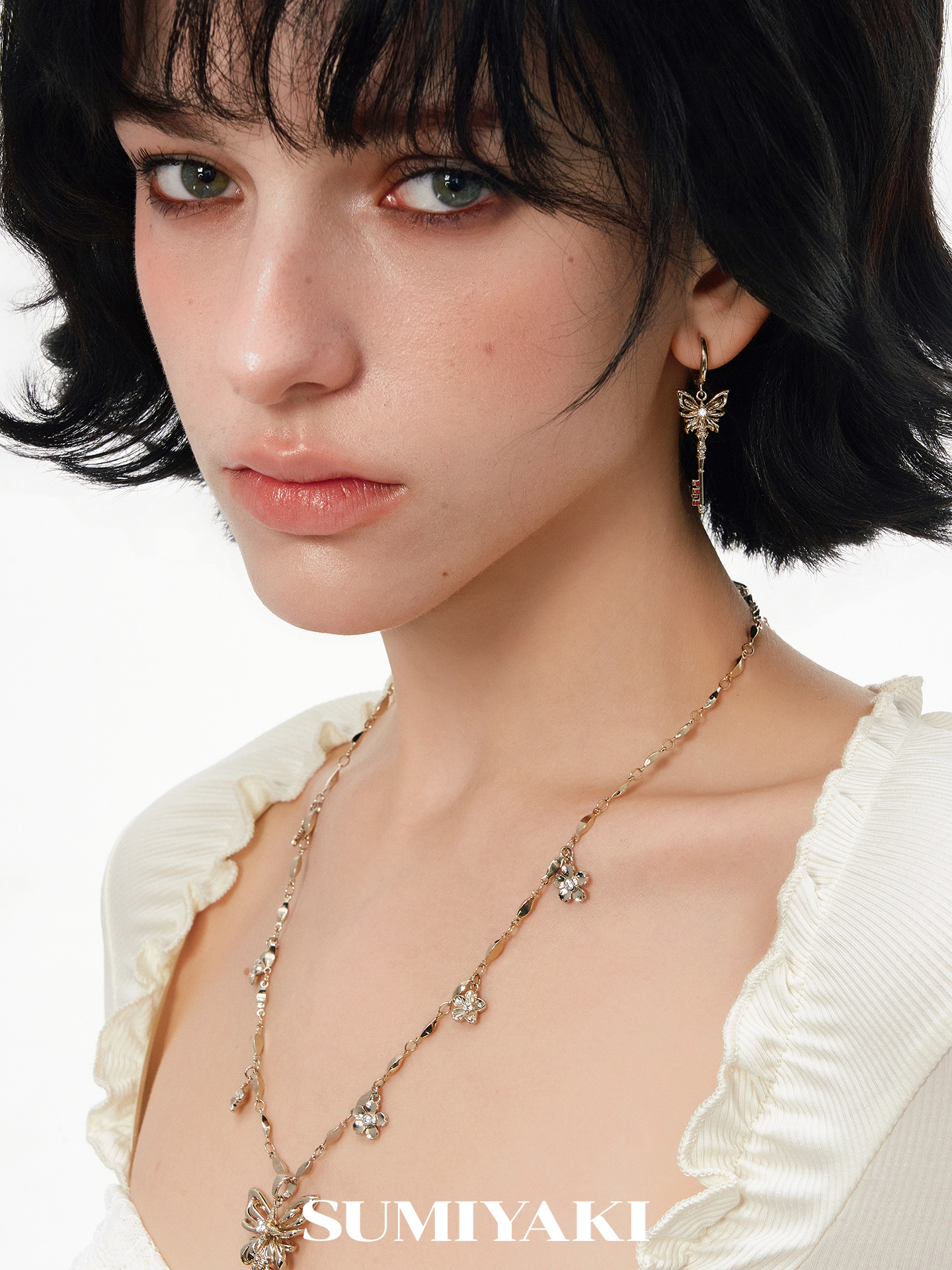 SUMIYAKI Three-dimensional Butterfly Key Temperament Earrings