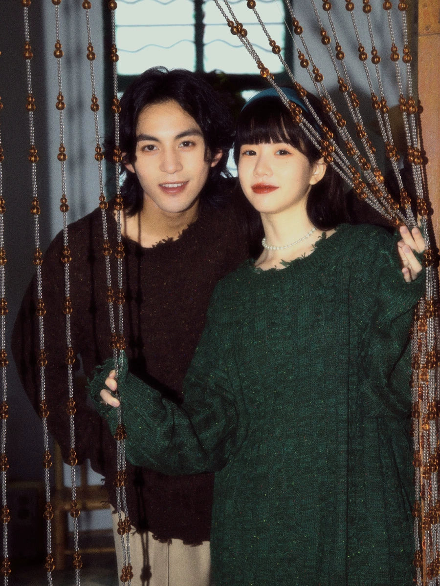 ALOHA Vintage Lazy Slack Twist Striped Sweater