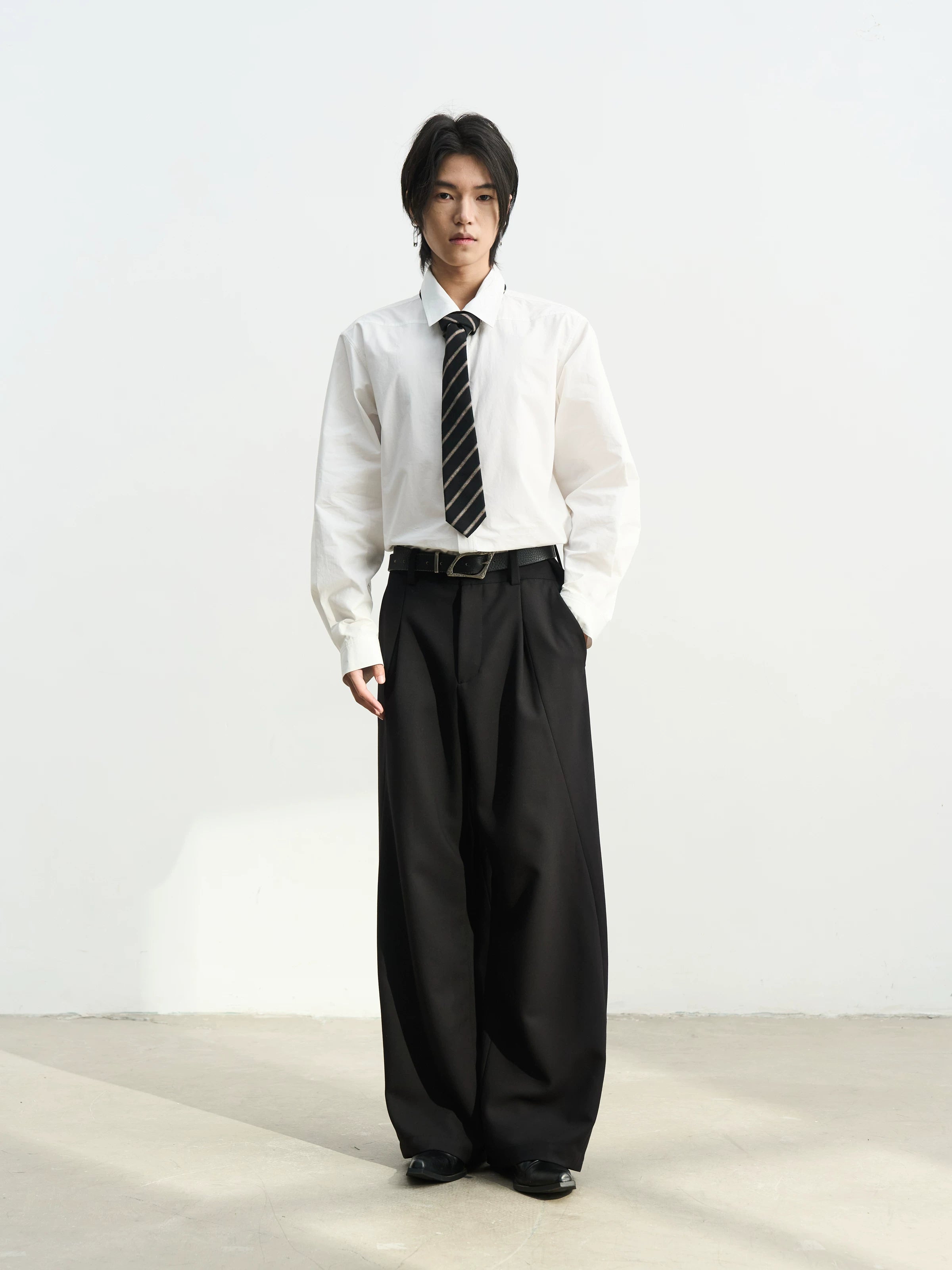 SOUTHFISH Music Note Embroidered Square Collar Shirt