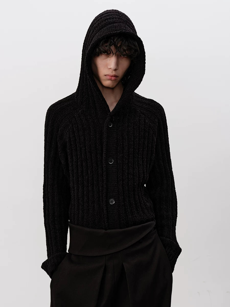 JCAESAR STUDIO Thick Pit Strip Knitted Hooded Sweater
