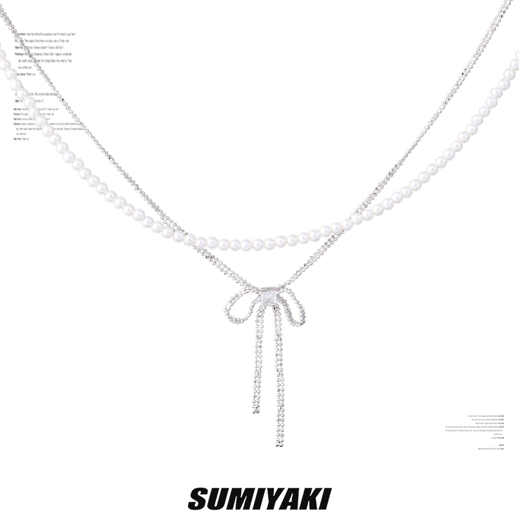 SUMIYAKI Double Bow Pearl Necklace