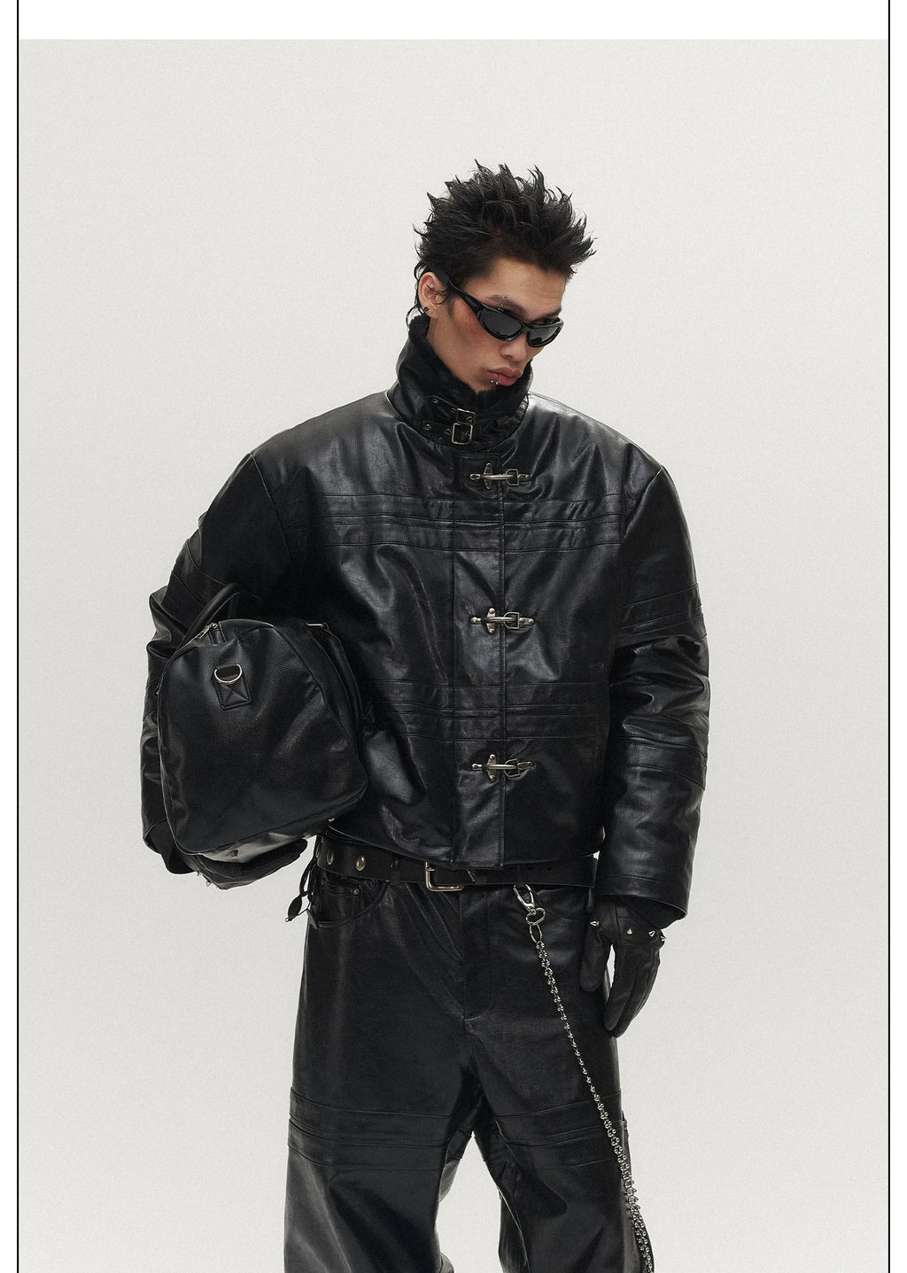 SGWCULT Stitched Silhouette Niche Leather Jacket