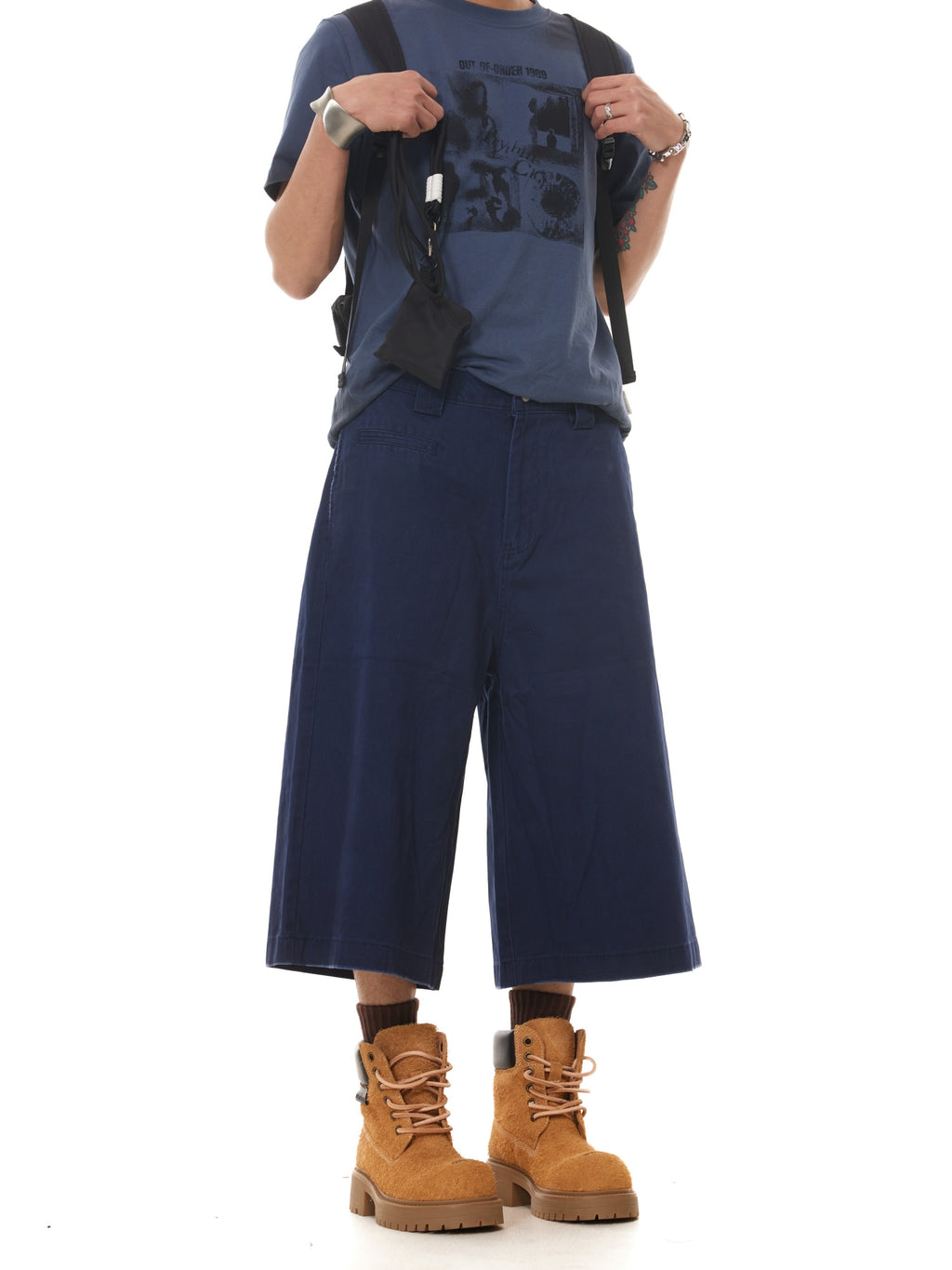 BTSG  classic simple cut versatile wide-leg seven-point medium pants