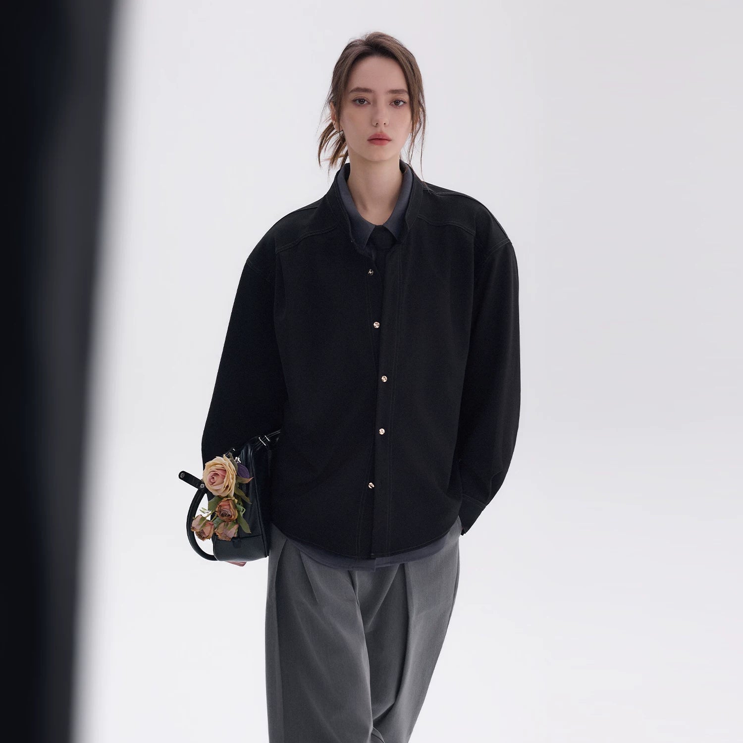 CHOR Fake Two-piece Stand-up Collar Shirt