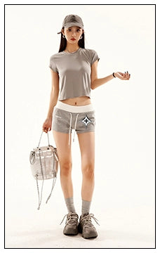 Zero Shoulder Round Neck Loose and Thin Short Tee