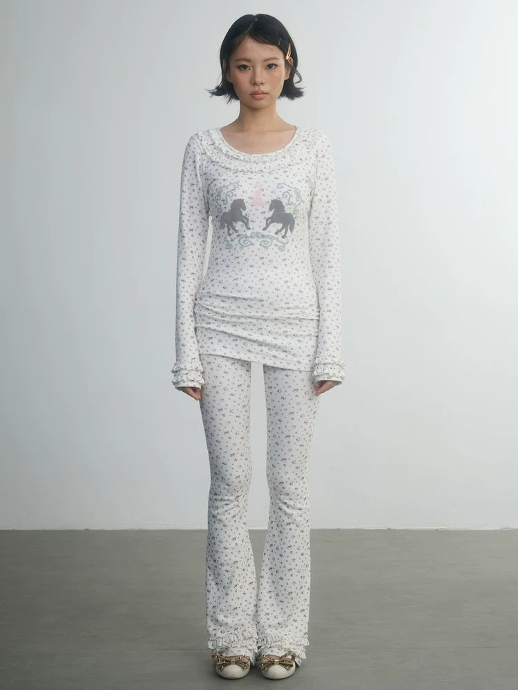 In Two Twos Pony Lace Floral Base Long Sleeve