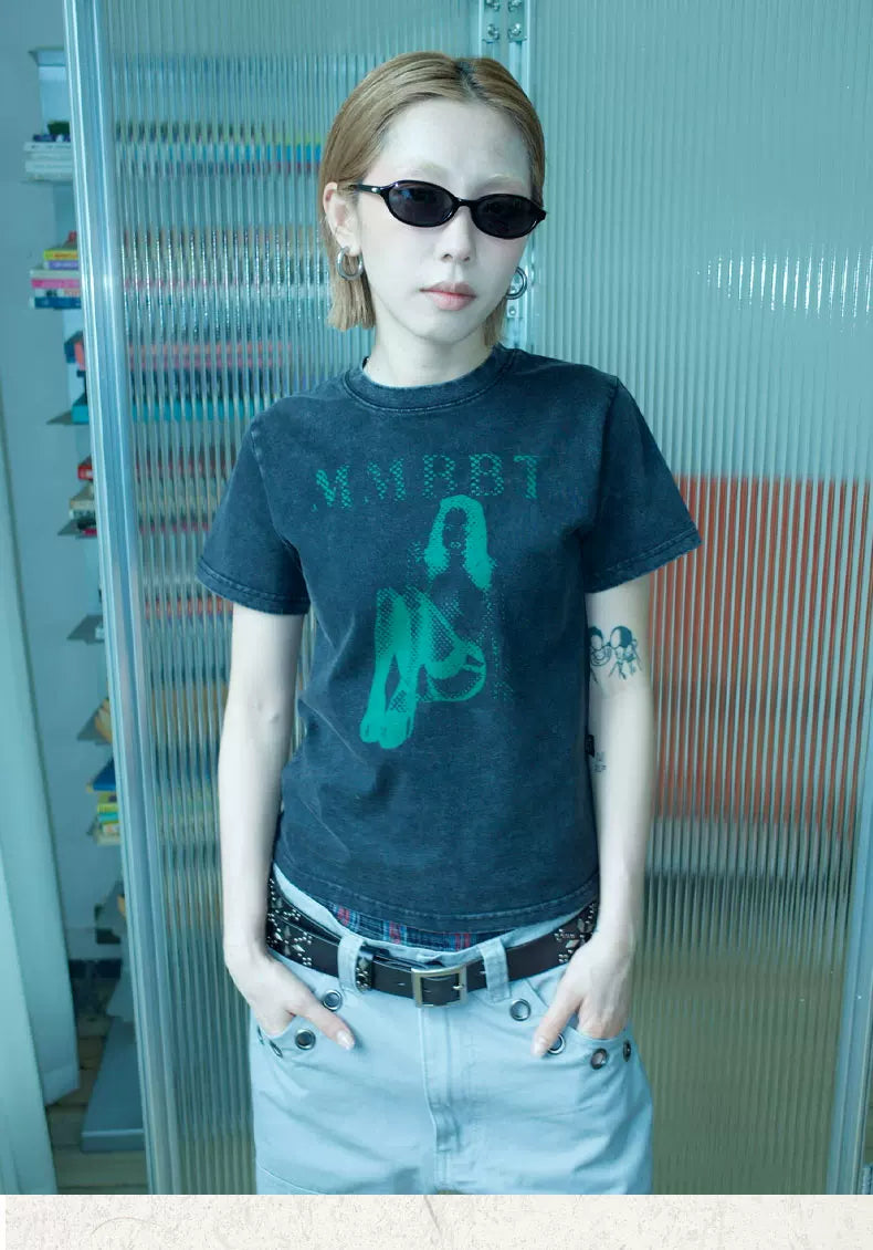 MMBBT Retro Character Print Crew Neck Slim Tee