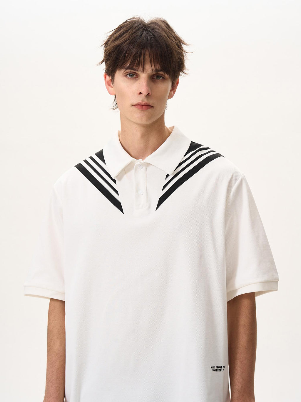 BTSG college style splicing lapel polo shirt