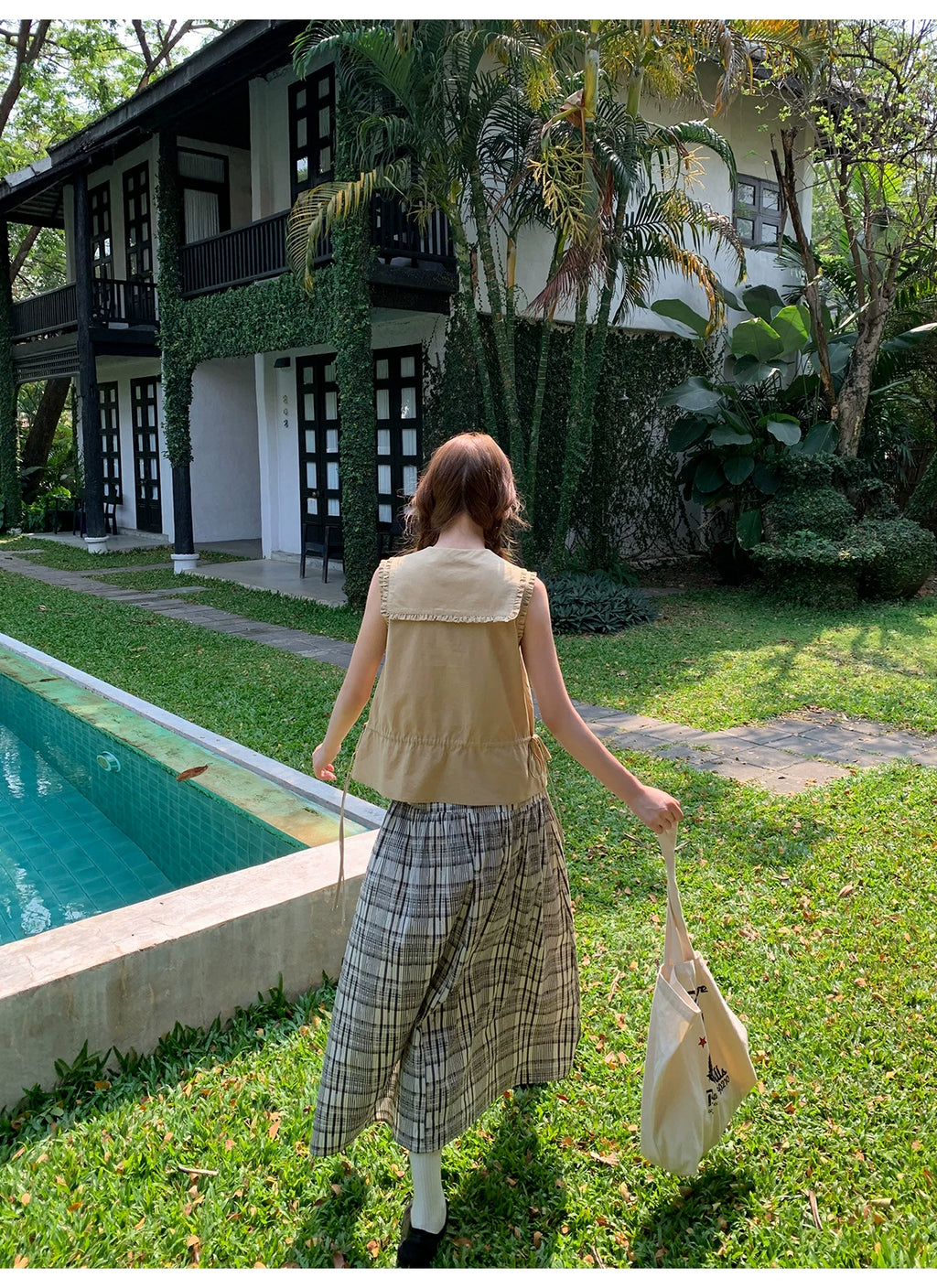 KANO Fungus Lace Checked Skirt
