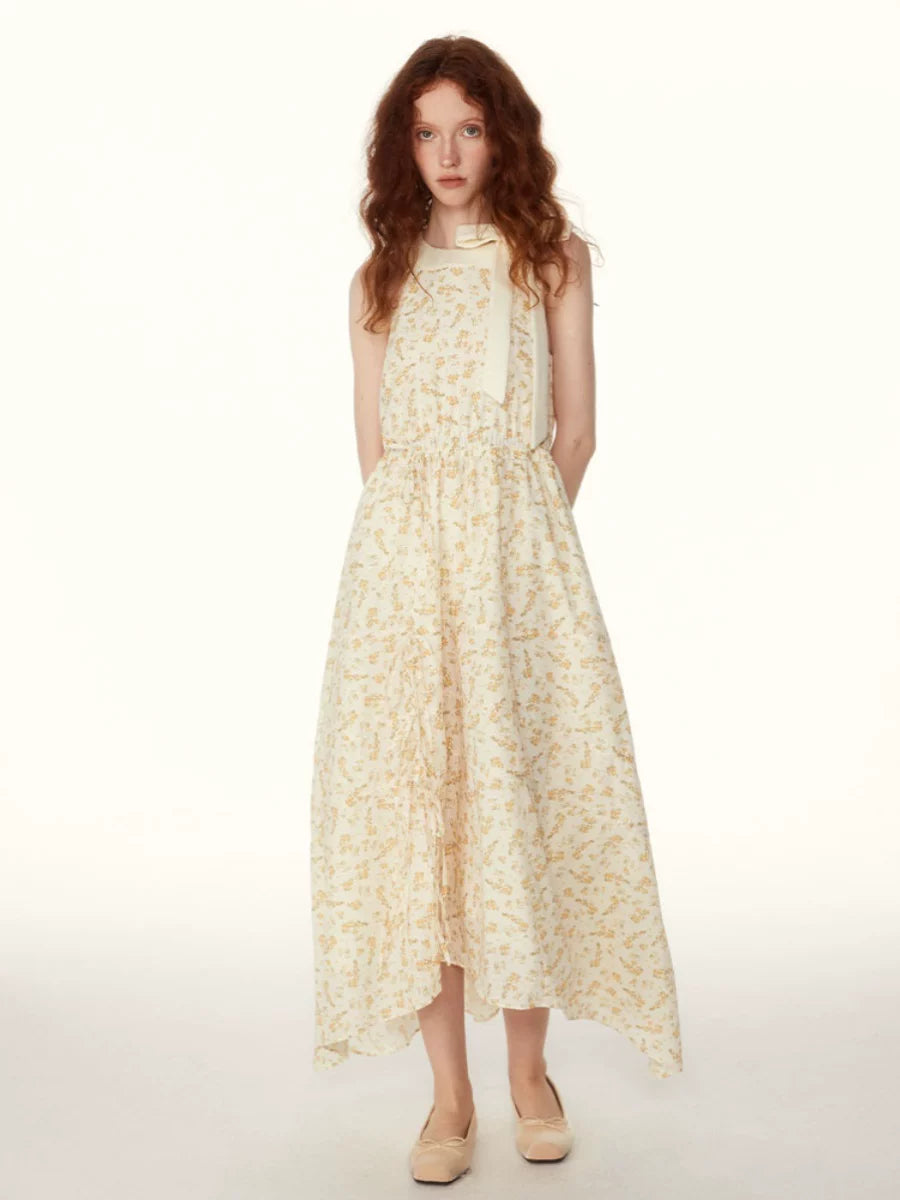 Sureenough Sleeveless Bow Halter Long Dress
