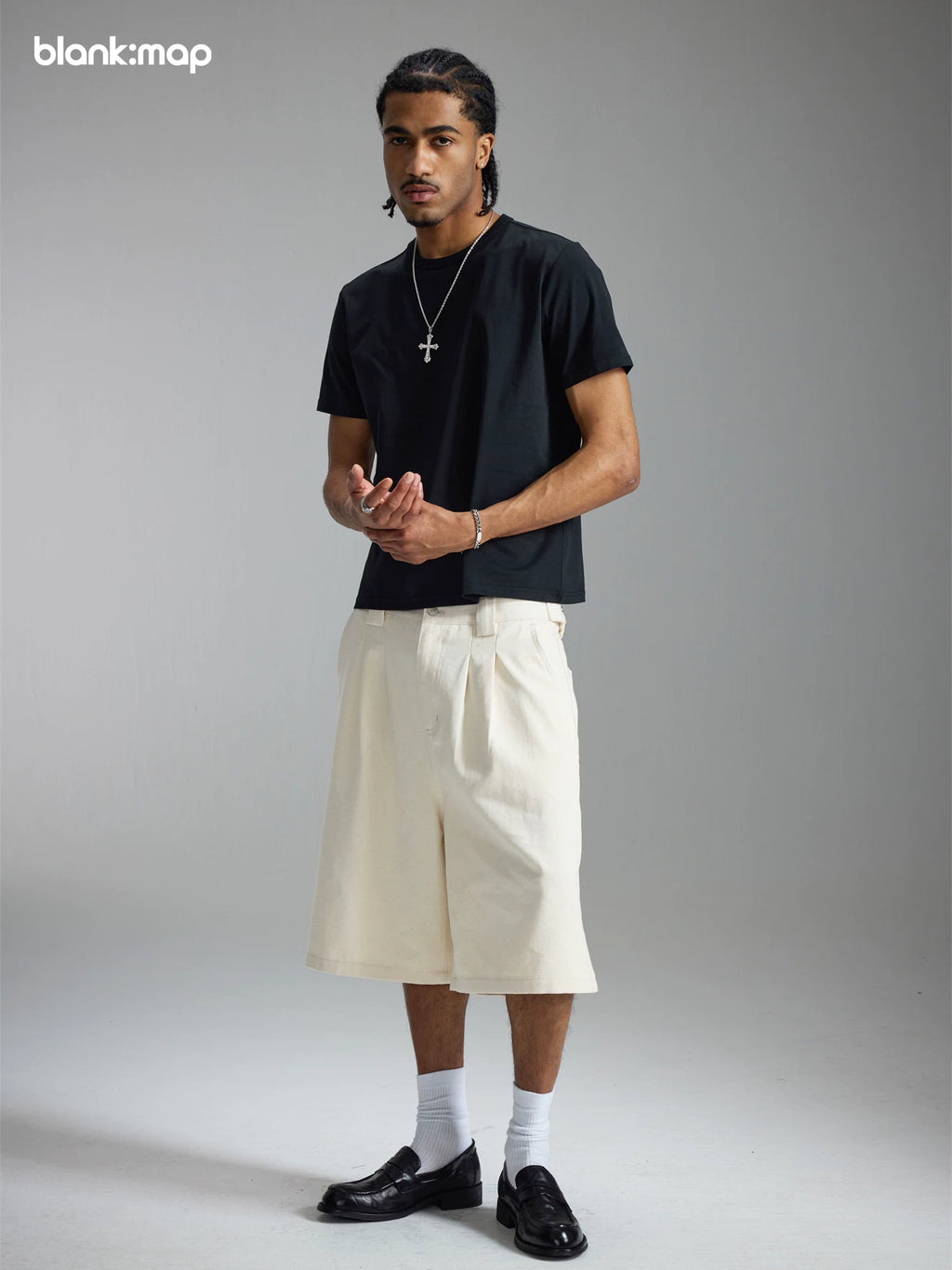 Blank Map Short Front Shoulder Slim Tee