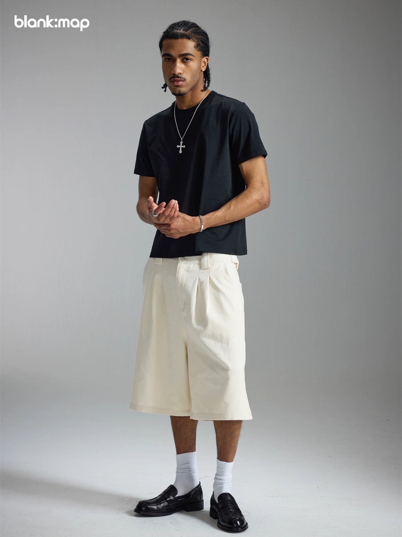 Blank Map Short Front Shoulder Slim Tee
